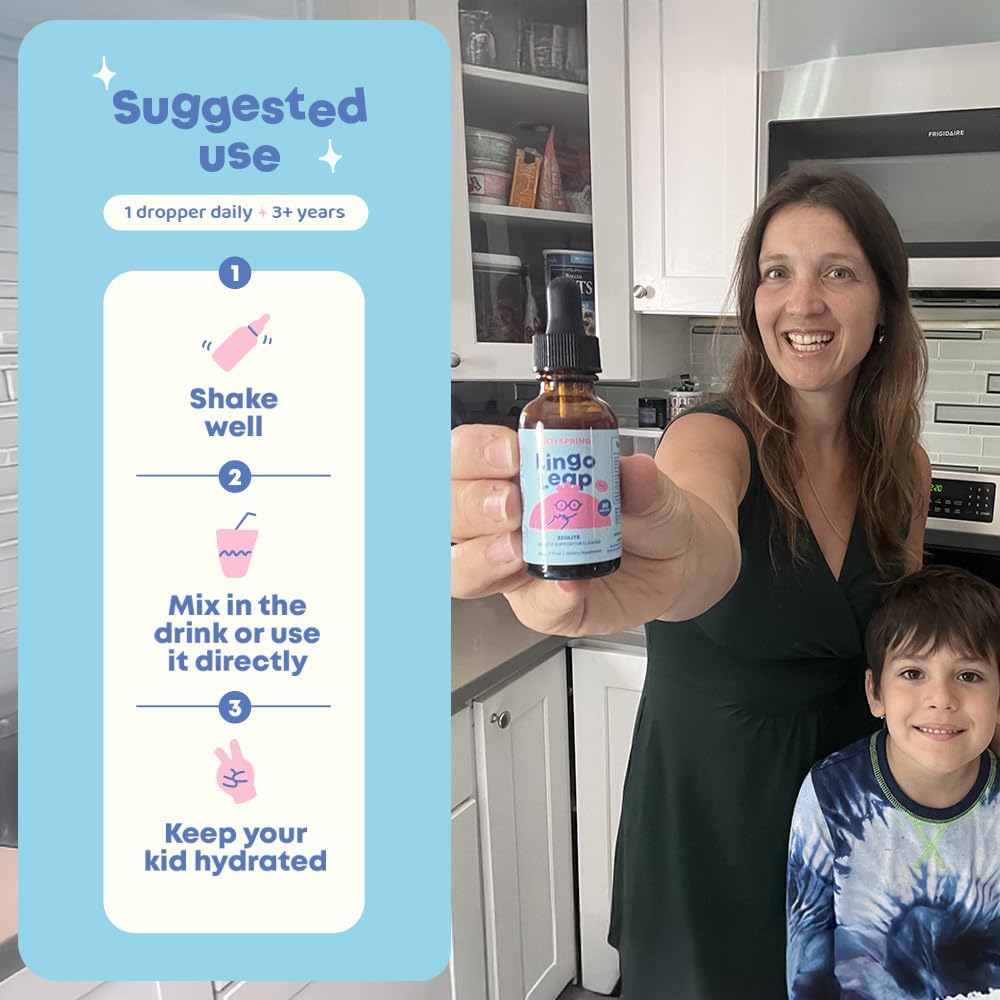 LingoLeap Kids Wellness Formula | Liquid Supplement with Zeolite Clinoptilolite, Methyl B12 & Vitamin D3 | Gentle Daily Support for Ages 3+ | 1 fl oz (30 Servings)