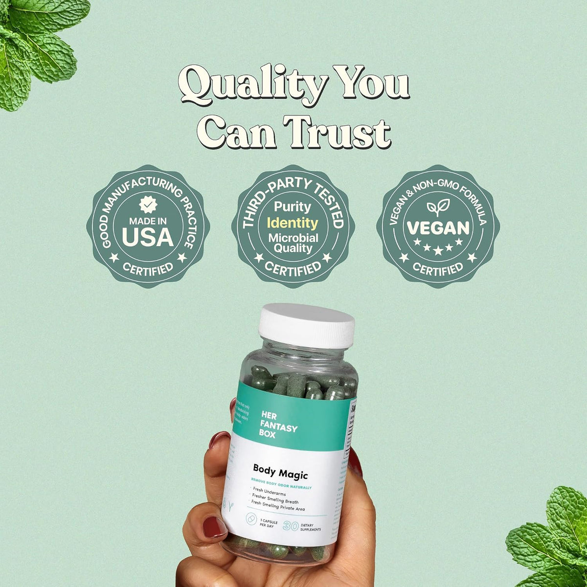 Body Magic Chlorophyll Capsules – Vegan Detox, Digestion & Gut Health Support, Skin & Oily Skin Care – 30 Count