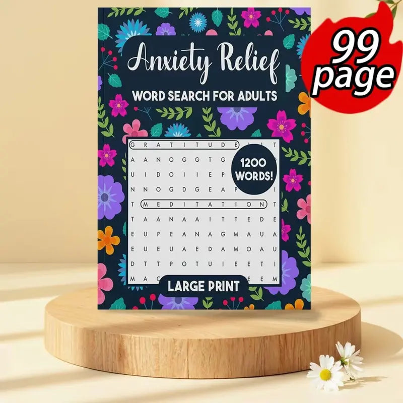 Anxiety Relief Word Search Book for Adults โ 75 Large Print Puzzles, 1,200 Positive Words & Answer Key