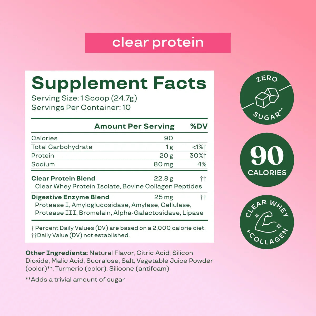 Bloom Nutrition Clear Protein - Clear Whey + Collagen Protein Blend | 20g Protein, 90 Calories, 0g Sugar, Light & uct Refreshing Fruity Drink | Protein for Women