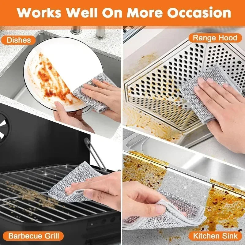 Steel Wire Cleaning Cloths – Kitchen Scrubbing Dish Rags 10 Pack