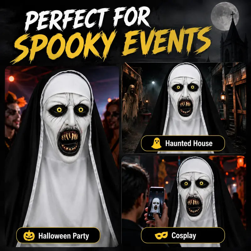 Home Supplies Scary Nun Latex Mask Full-Head Halloween