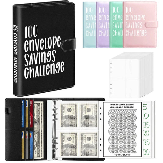 100 Envelope Challenge Binder Savings Book with Envelopes Budget Binder for cash