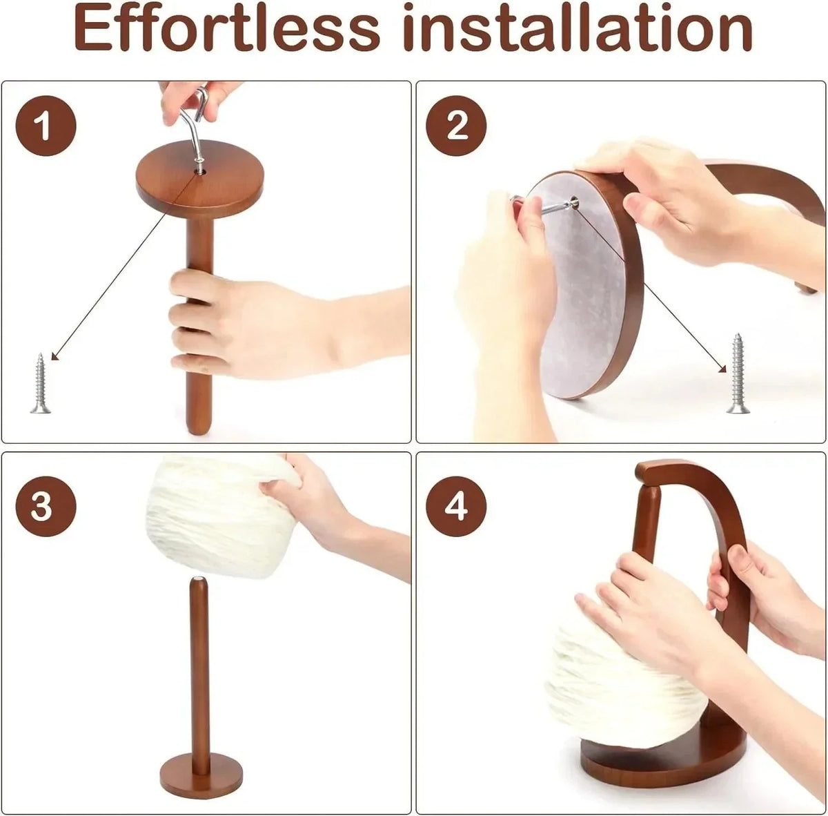 Wooden Yarn Holder Rotating Magnetic Spinning Knitting Crochet Spinner Tool,Natural Wood / Light Brown