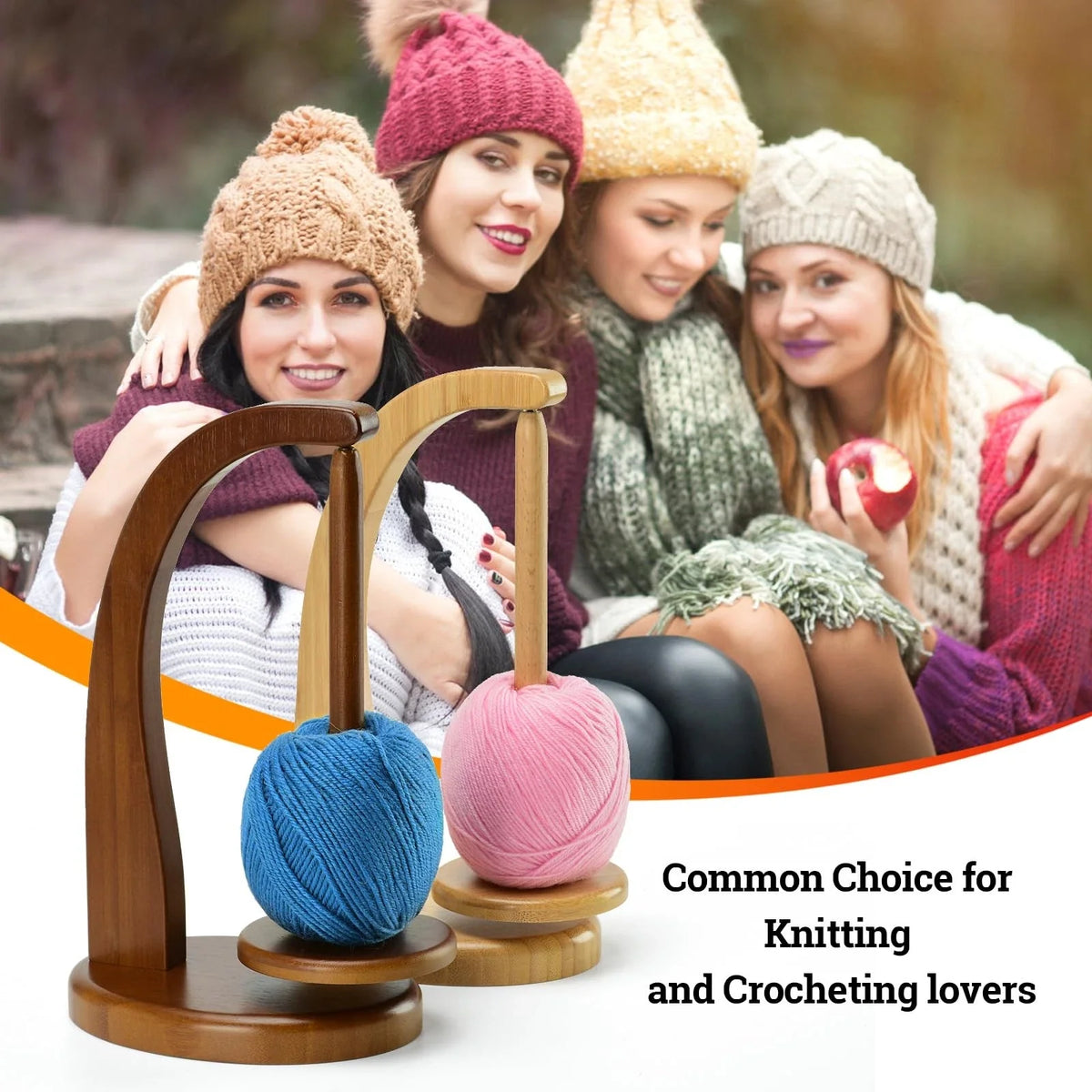 Yarn Holder for Knitting and Crocheting,Crochet Gift Standard Size, walnut