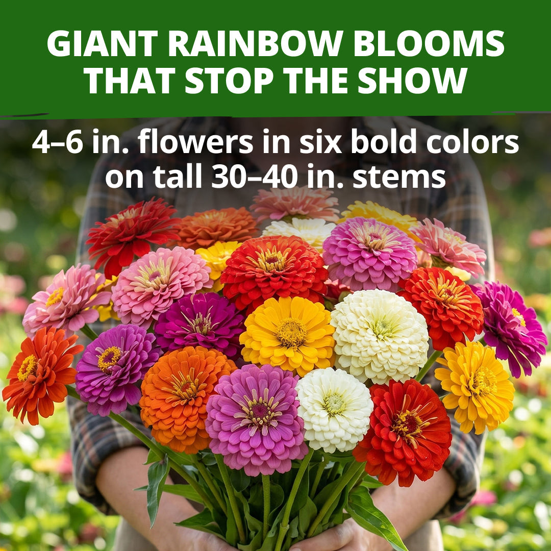 State Fair Zinnia Seeds - 1,000 Seeds (7.5g) - Large Double Blooms