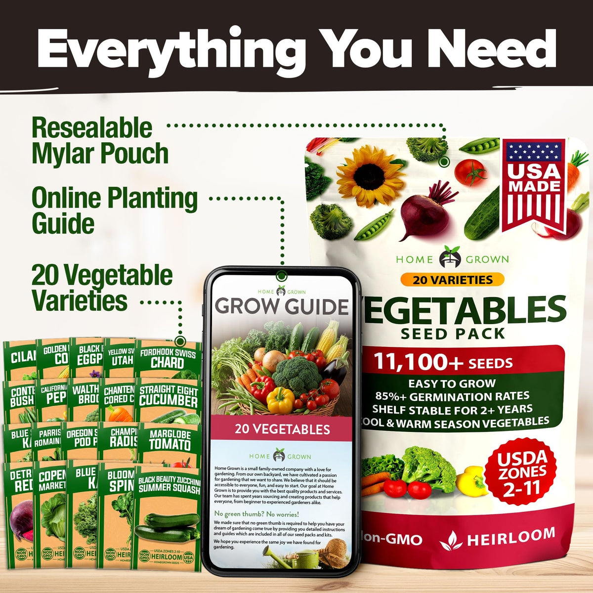 Heirloom Vegetable Seeds - (20 Variety)