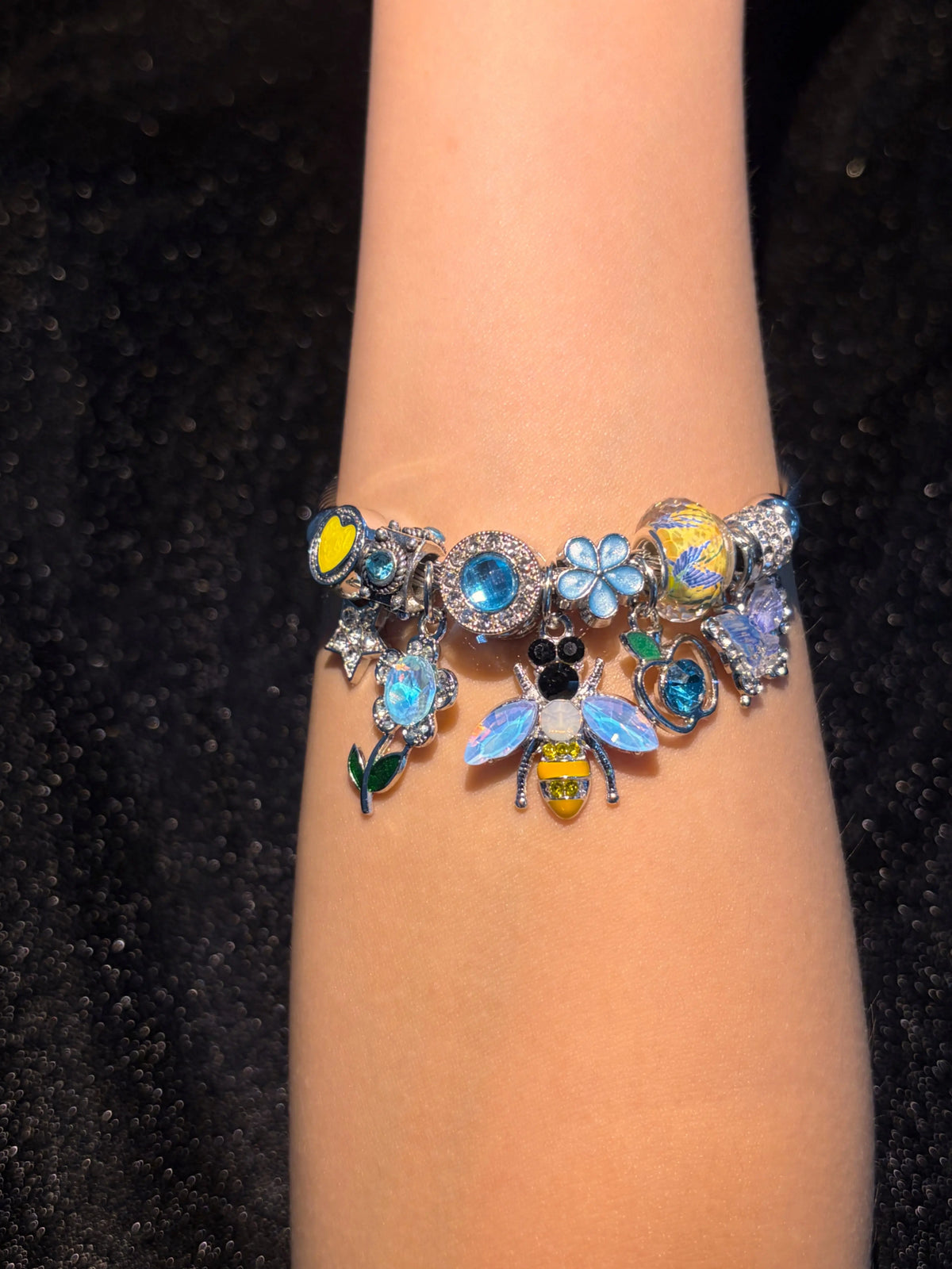 Women's Silver-Tone Bee & Butterfly Open Cuff Bangle, Flower Stackable Costume Jewelry Bracelet