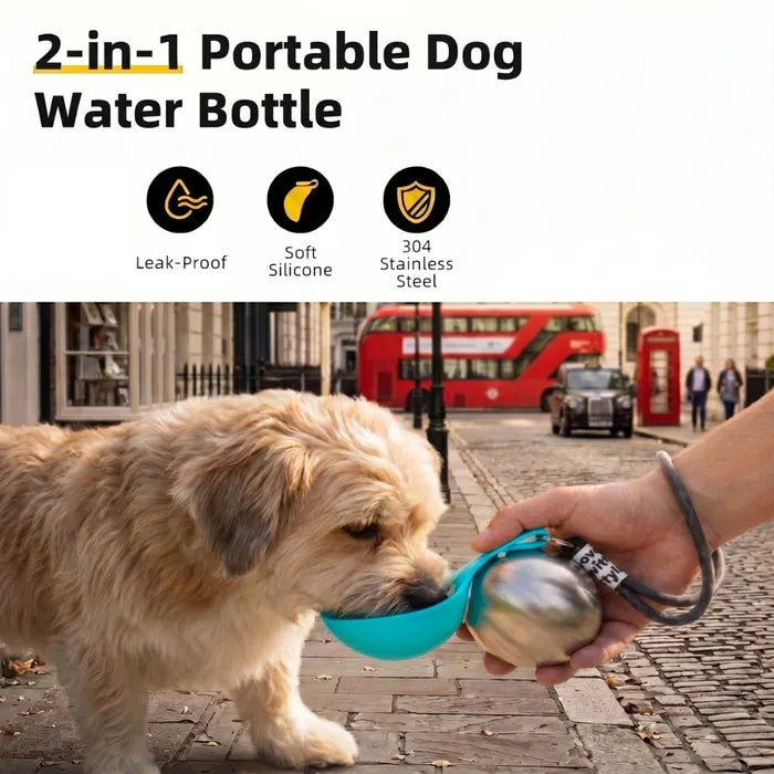 🐾Sphere Traveler – 304 Stainless Steel Dog Water Bottle, Leak-Resistant, One-Handed Flip🐕