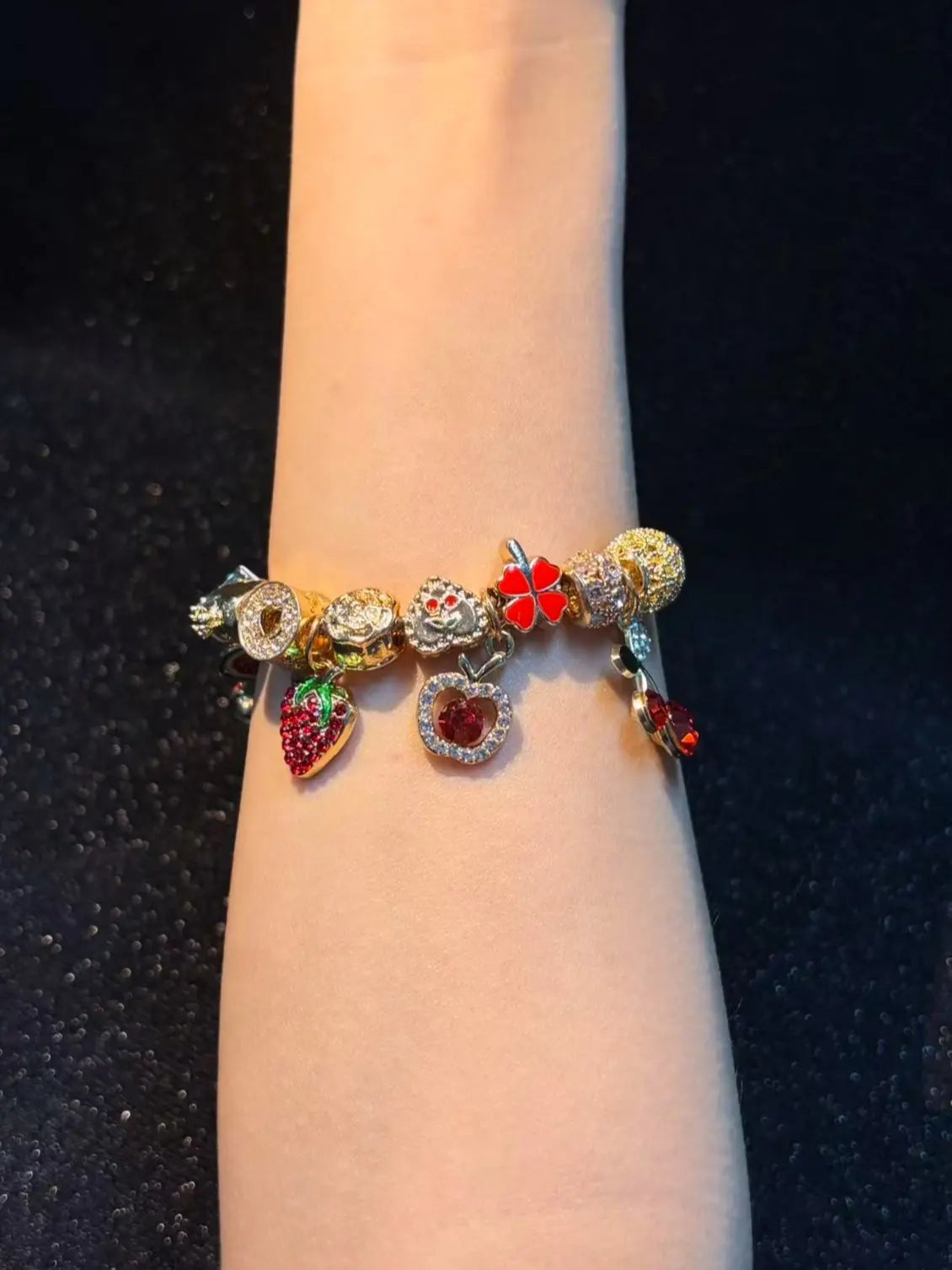 Women’s Gold-Tone Adjustable Link Bracelet with Decorative Dangles, Costume Jewelry Gift for Women