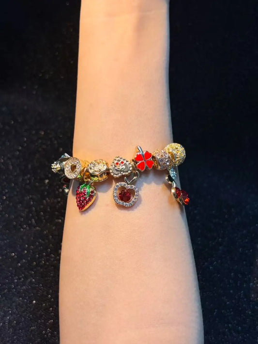Women’s Gold-Tone Adjustable Link Bracelet with Decorative Dangles, Costume Jewelry Gift for Women