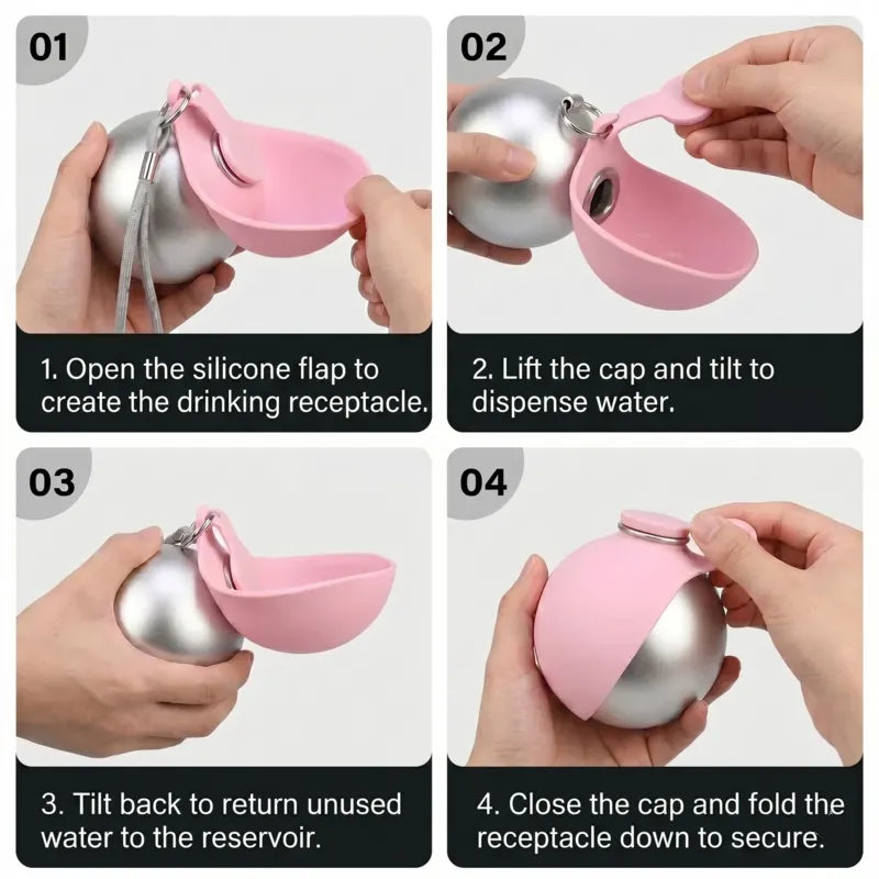 🐾Sphere Traveler – 304 Stainless Steel Dog Water Bottle, Leak-Resistant, One-Handed Flip🐕