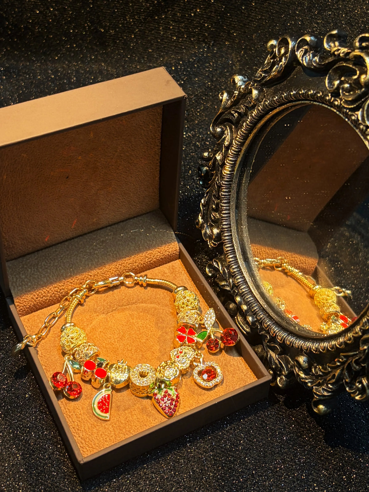Women’s Gold-Tone Adjustable Link Bracelet with Decorative Dangles, Costume Jewelry Gift for Women