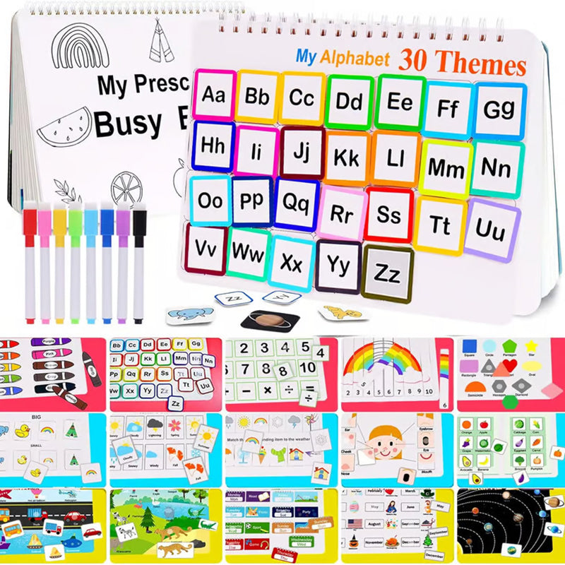 **My Preschool Busy Book – Interactive Learning Activity Book for Toddlers with Alphabet, Numbers, Colors & Shapes**