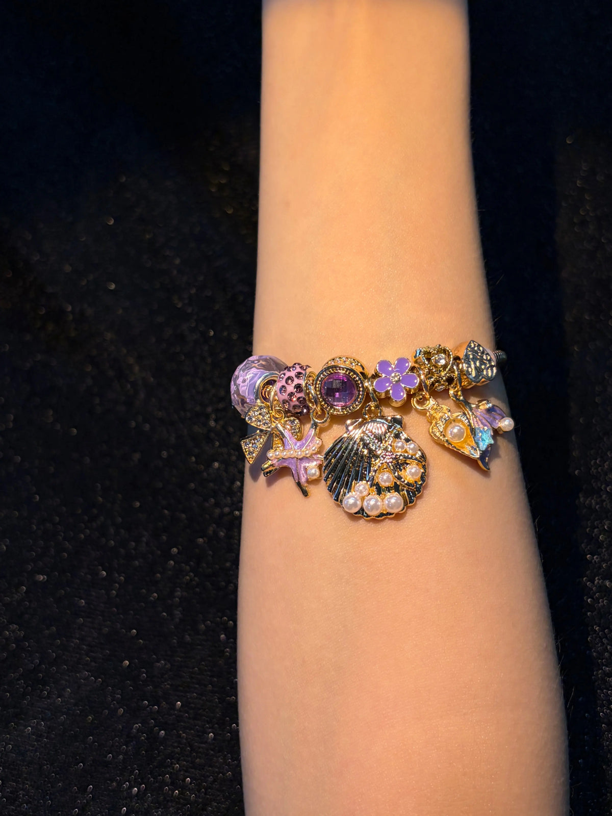 Ocean Theme Snake Chain Charm Bracelet, Shell & Mermaid Tail Charms, 2 Style Options for Women's Costume Jewelry