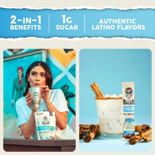 2-in-1 Hydration Packets + Immunity Electrolytes Powder, Dairy & Soy Free, Non-GMO, Gluten Free, Vegan, Low Calorie, 1g Sugar (15 Servings Horchata)