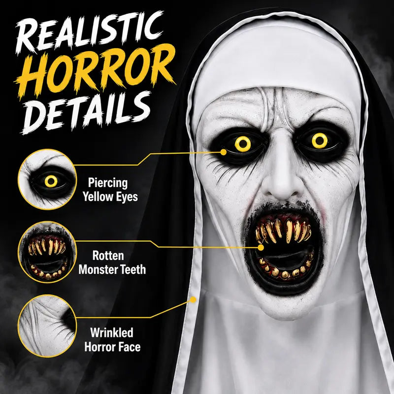 Home Supplies Scary Nun Latex Mask Full-Head Halloween