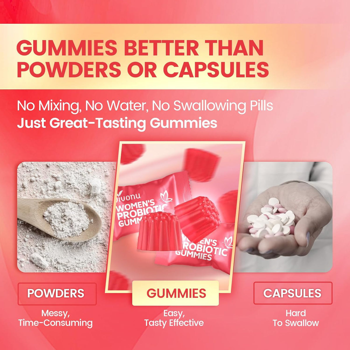 VivoNu Feminine Balance Probiotic Gummies for Women – Yeast & pH Balance Support with Cranberry & Prebiotics | Vegan, Gluten-Free, Halal | 60 Gummies
