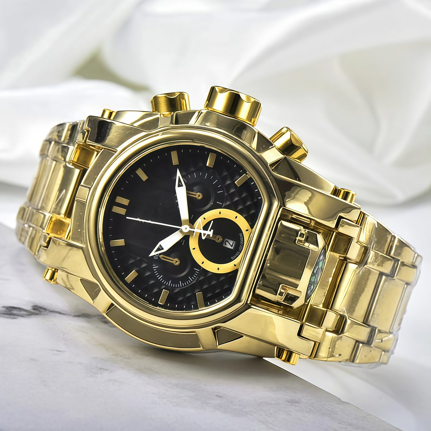 Men's Heavy-Duty Oversized Dial Gold Tactical ⚓ Adventure Watch - Built-in 🧭 Navigation Compass