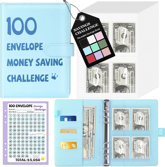 100 Envelopes Money Saving Challenge Binder, A5 Savings Challenges Book