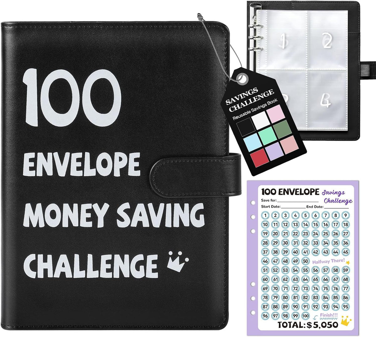 100 Envelopes Money Saving Challenge Binder, A5 Savings Challenges Book