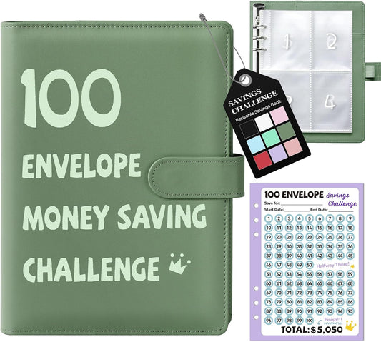100 Envelopes Money Saving Challenge Binder, A5 Savings Challenges Book