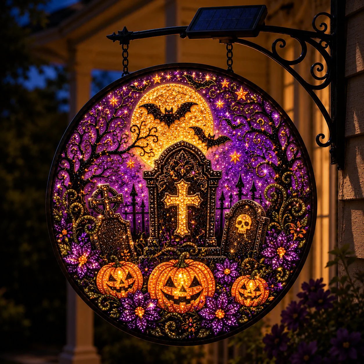 🎃 Solar Halloween LED Hanging Sign Light 👻