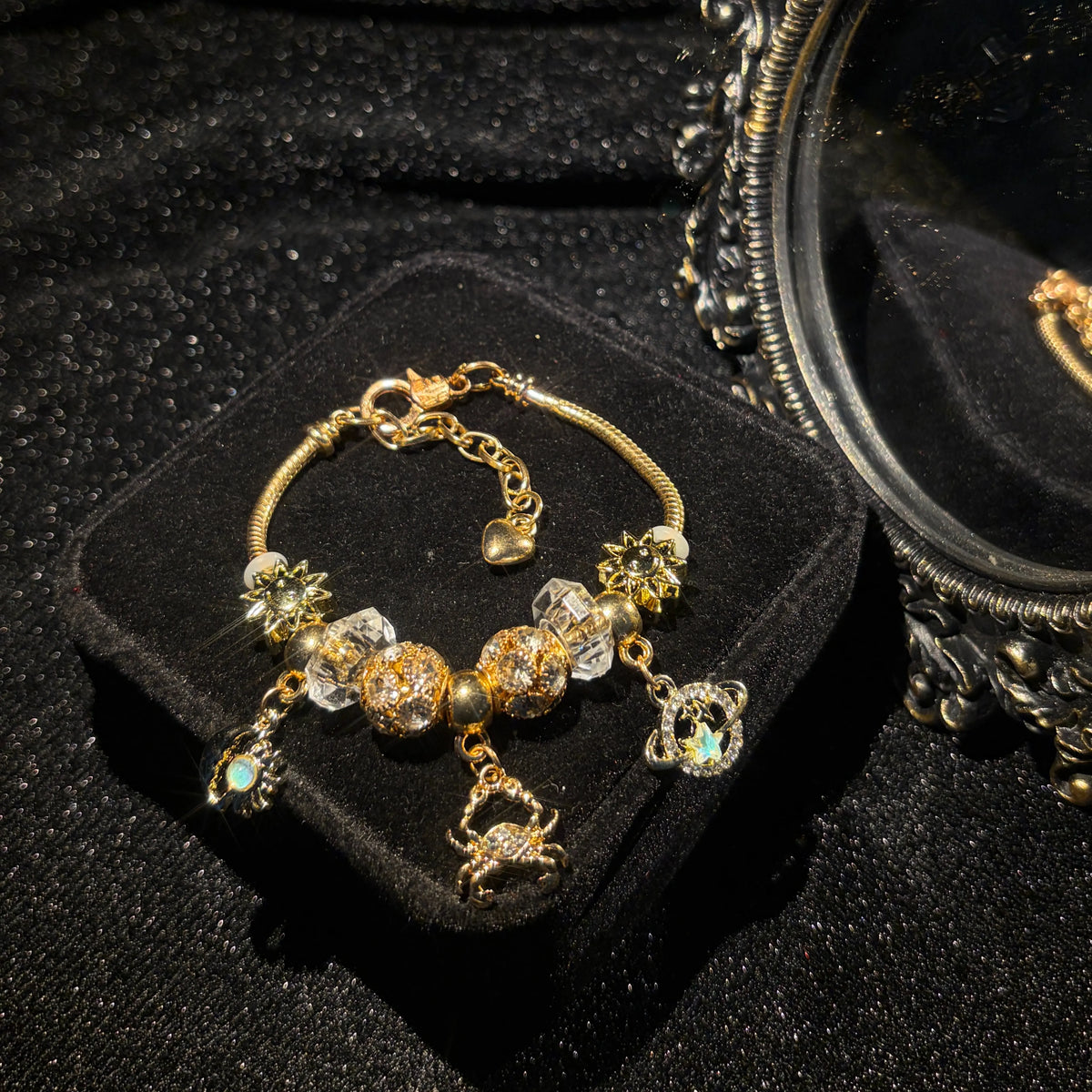 Sparkling Gold Tone 12 Constellations Zodiac Dangle Charm Crystal Inlaid Horoscope Sign Pendant For Charm Bracelet Jewelry Gift