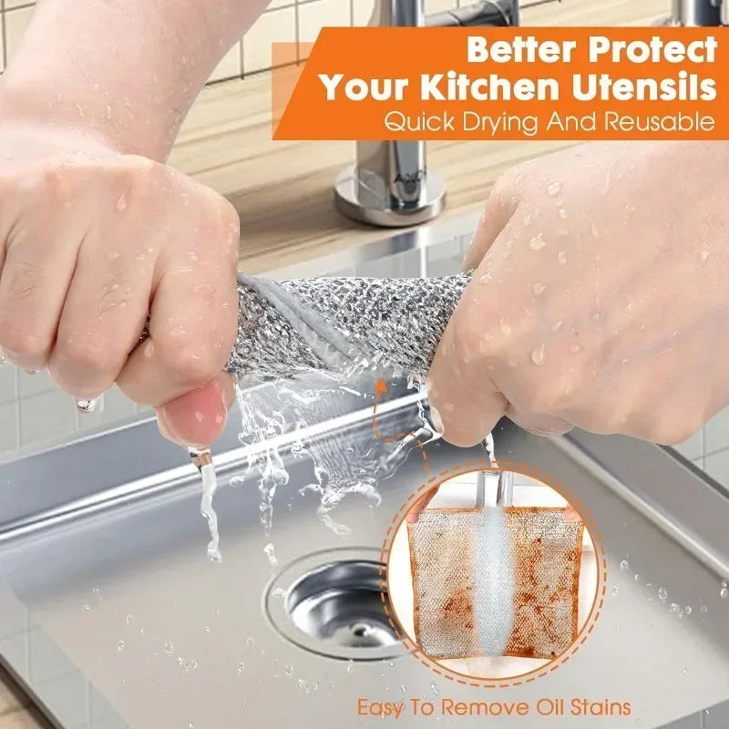 Steel Wire Cleaning Cloths – Kitchen Scrubbing Dish Rags 10 Pack