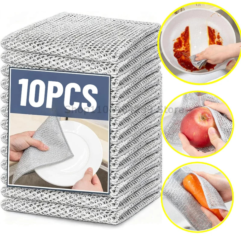 Steel Wire Cleaning Cloths – Kitchen Scrubbing Dish Rags 10 Pack