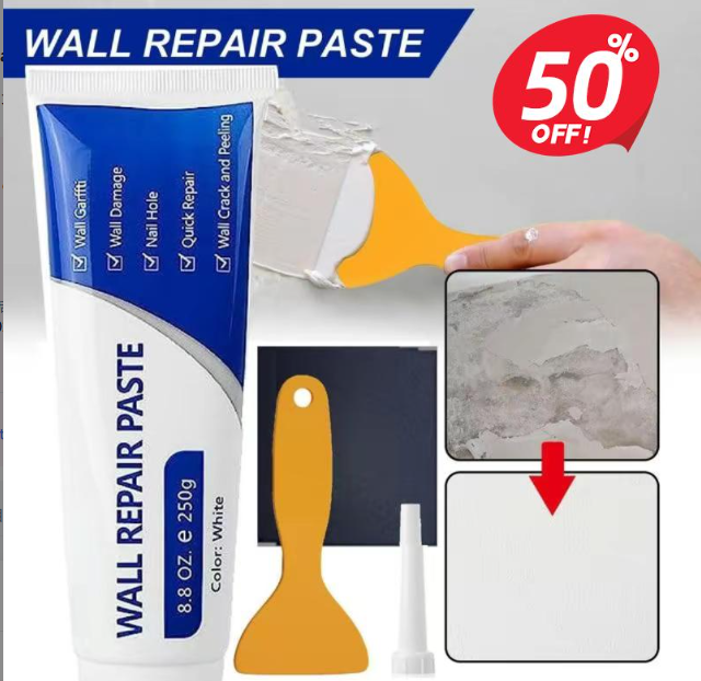 250g Wall Repair Paste Kit with Scraper, Nozzle & Sandpaper – Quick-Dry Crack and Hole Filler
