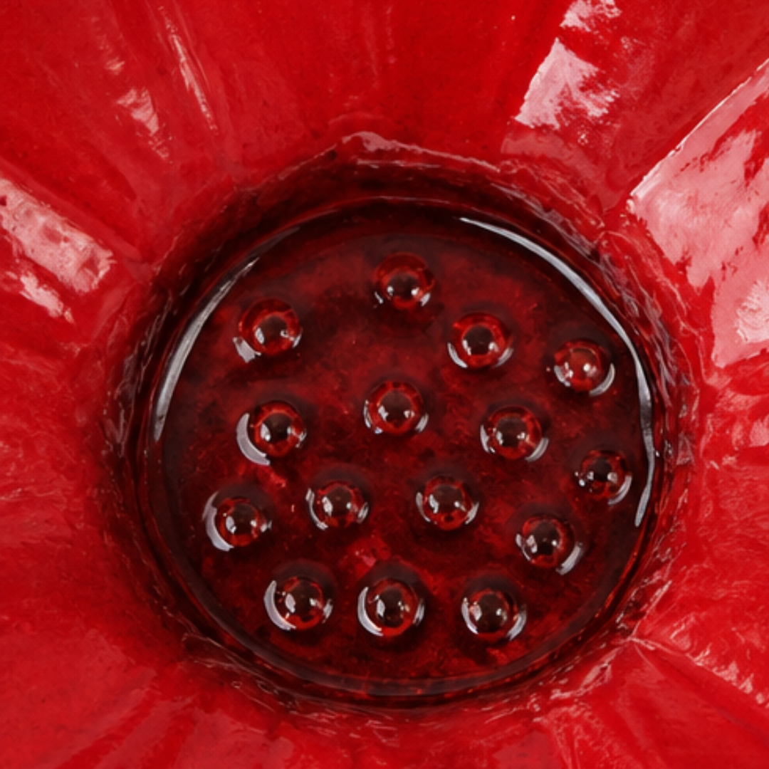 Red Flower Bird Bath Garden Stake – Decorative Outdoor Bird Water Feeder for Gardens & Flower Beds