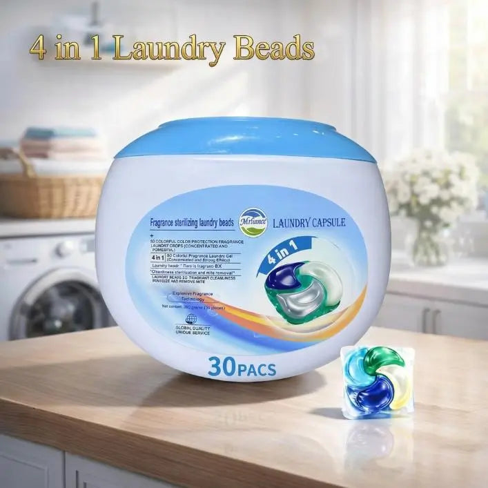 Scented Laundry Detergent Capsule Pods 30pcs - 4-in-1 Ultra-Concentrated Deodorizer with Fruity Fragrance
