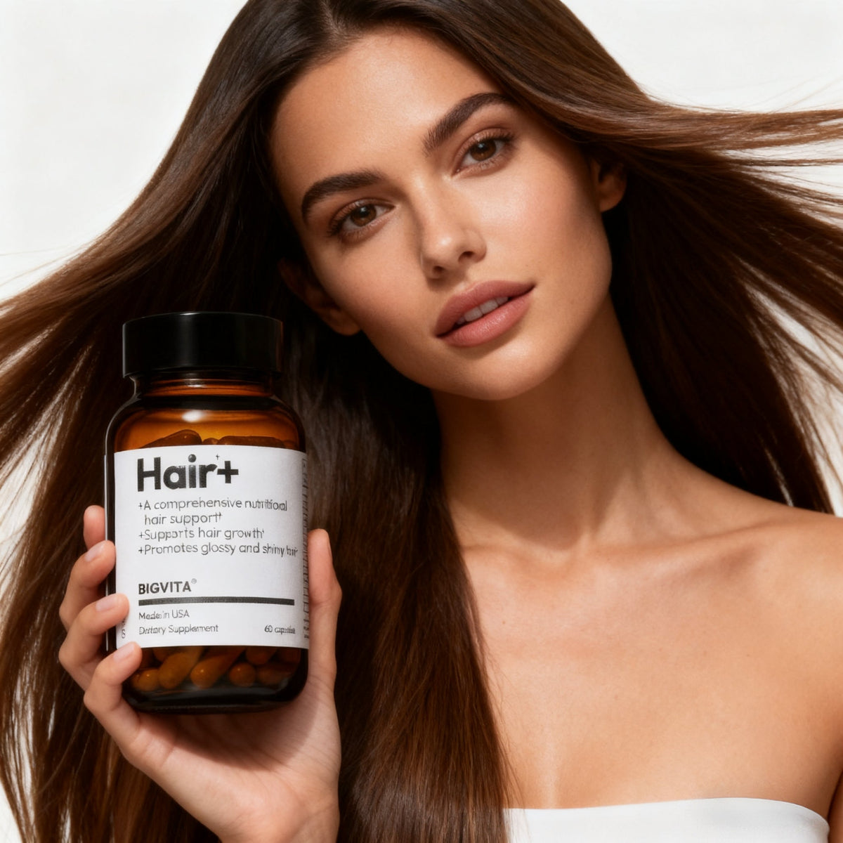 BIGVITA Hair Growth Supplement | AnaGain™ Nu, Biotin & Black Sesame | Vegan Hair Loss Support for Women & Men | 1-Month Supply