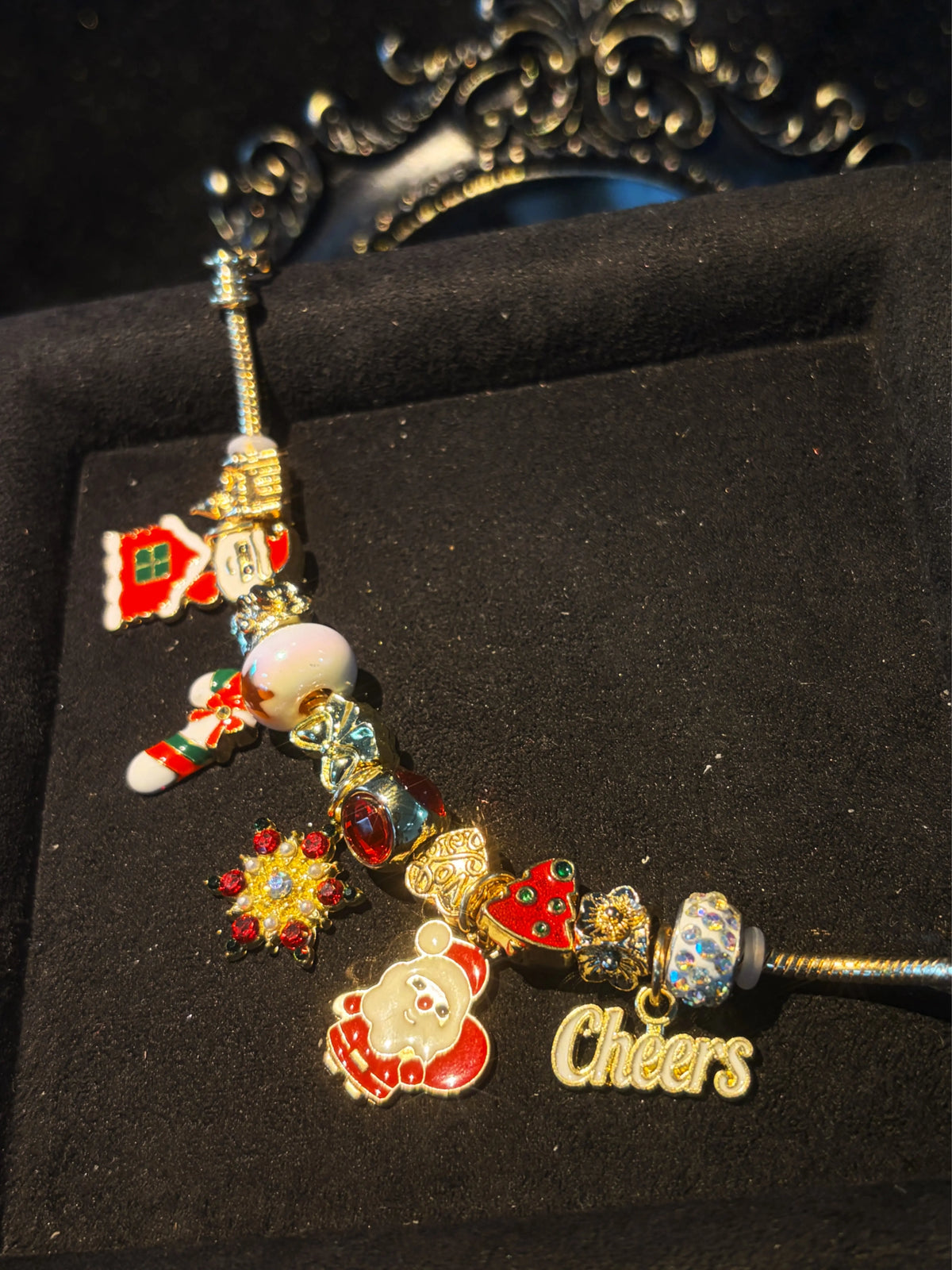 Women’s Gold-Tone Adjustable Snake Chain Bracelet with Christmas Themed Pendant - Stackable Holiday Gift Costume Jewelry