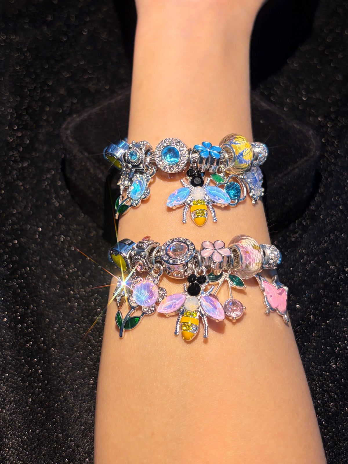 Women's Silver-Tone Bee & Butterfly Open Cuff Bangle, Flower Stackable Costume Jewelry Bracelet
