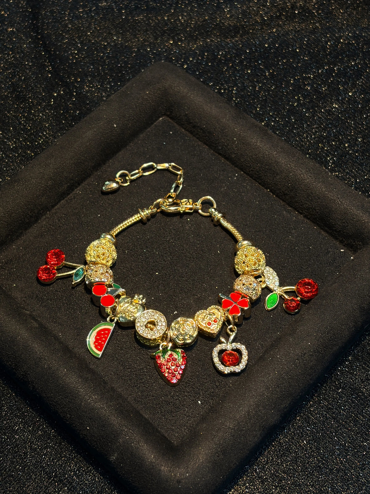 Women’s Gold-Tone Adjustable Link Bracelet with Decorative Dangles, Costume Jewelry Gift for Women