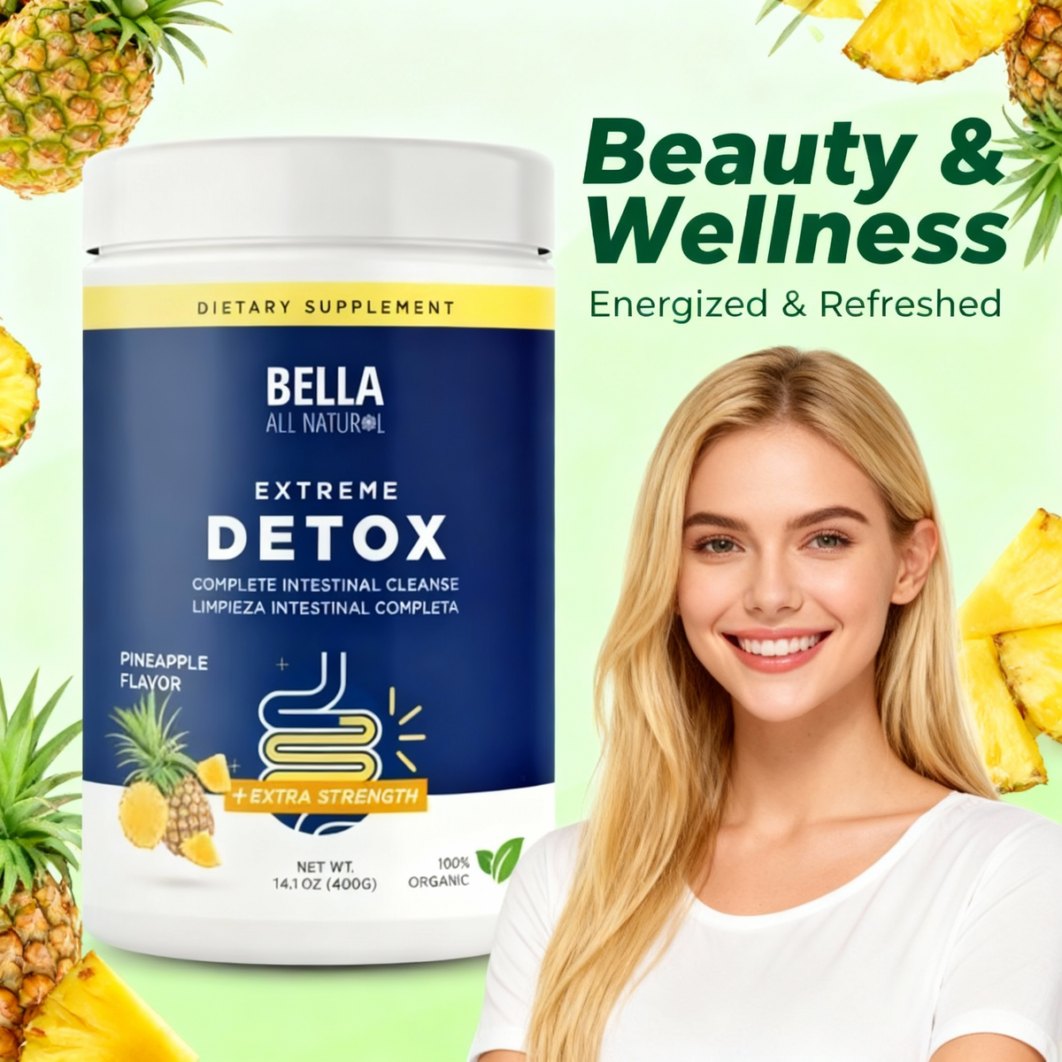Pineapple Extreme Detox Powder – Supports Sleep Balance, Deep Detox & Skin Radiance | All-Natural Cleanse Supplement