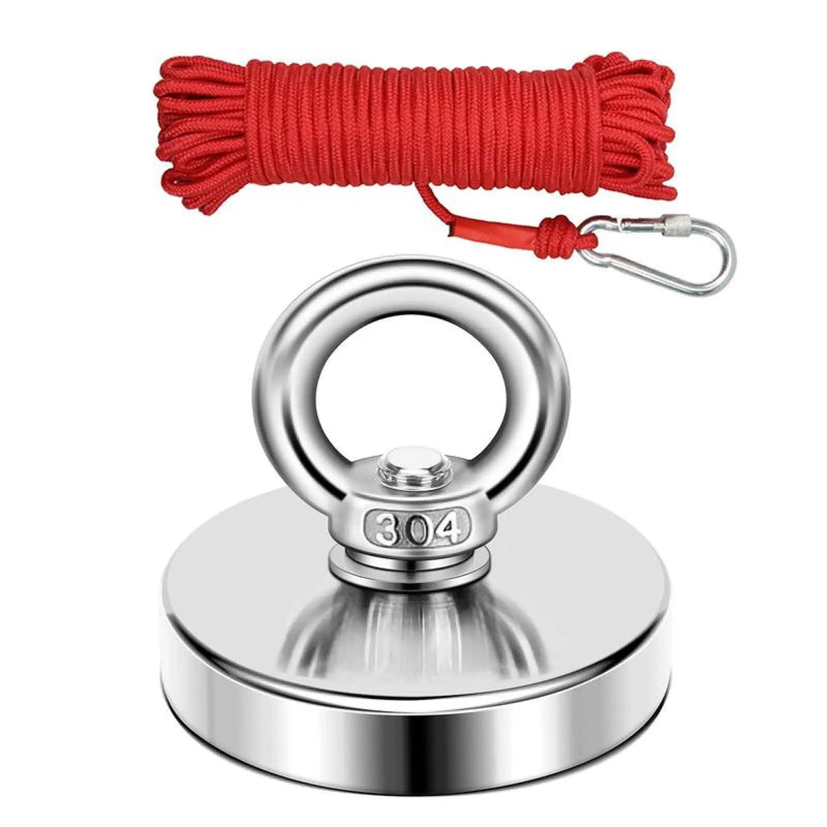 🔥🛠️Strong Neodymium Fishing Magnet Kit with 304 Stainless Steel Eyebolt, Red Rope & Carabiner for Treasure Hunting and Metal Retrieval