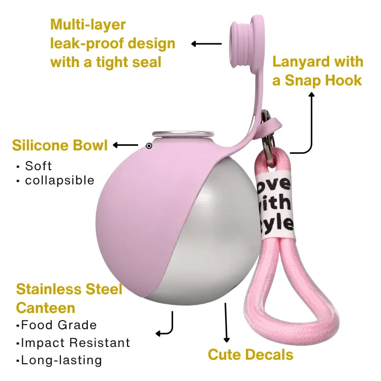 🐾Sphere Traveler – 304 Stainless Steel Dog Water Bottle, Leak-Resistant, One-Handed Flip🐕