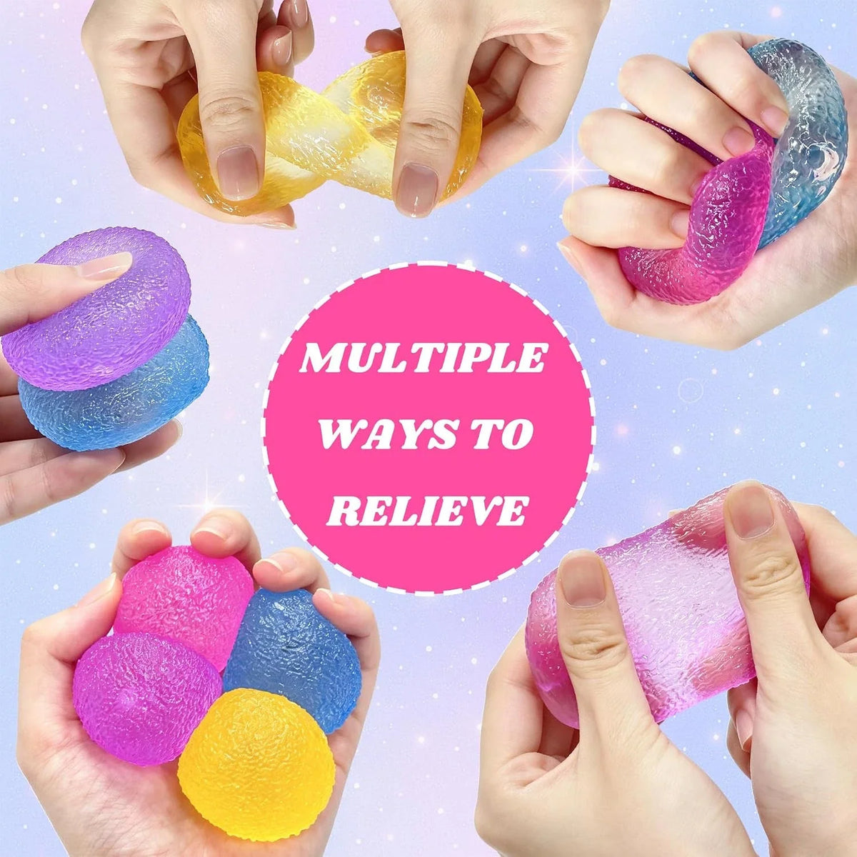4PCS Gumdrop Squishy Toys Mini, Sweet Gel Candy Stress Ball, Sensory Squeeze Toy