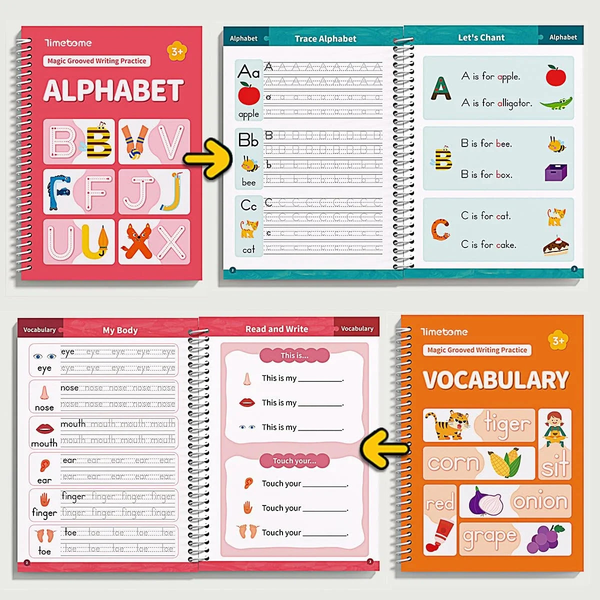 Magic Grooved Writing Practice Books for Kids 3-8 Reusable Copybooks