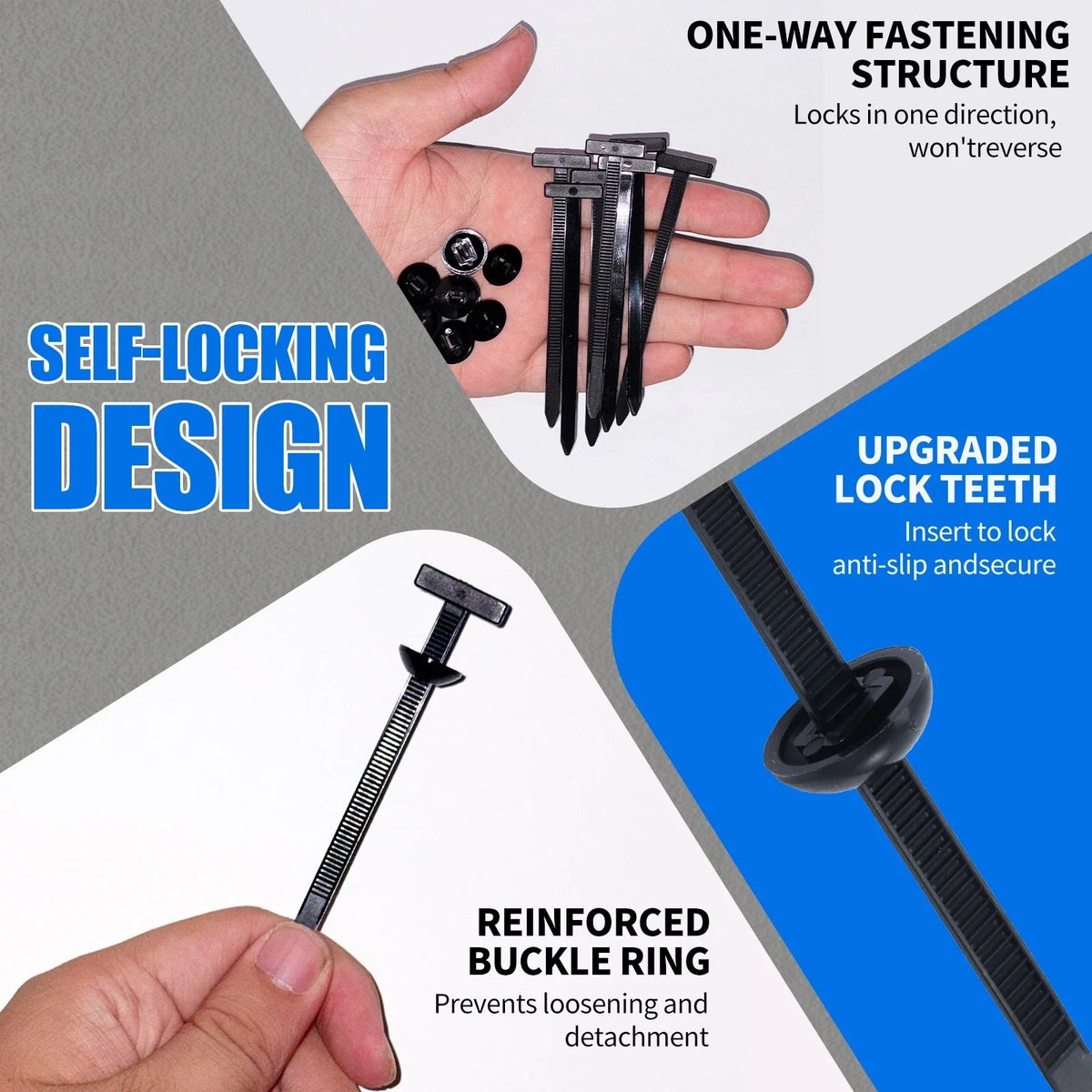 Heavy Duty 100pcs Nylon Universal Cable Tie Buckle  Self-Locking Free Ship