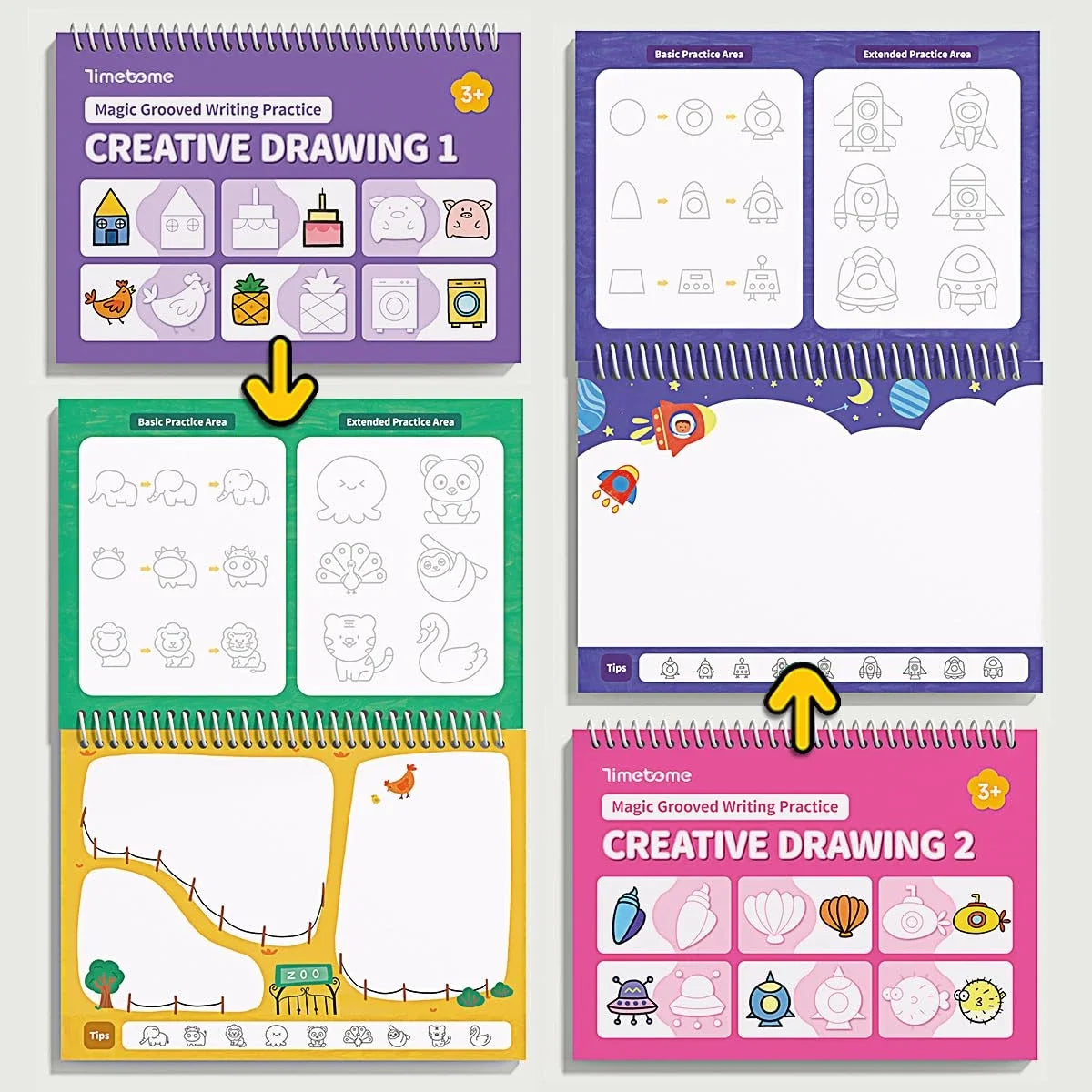 Magic Grooved Writing Practice Books for Kids 3-8 Reusable Copybooks