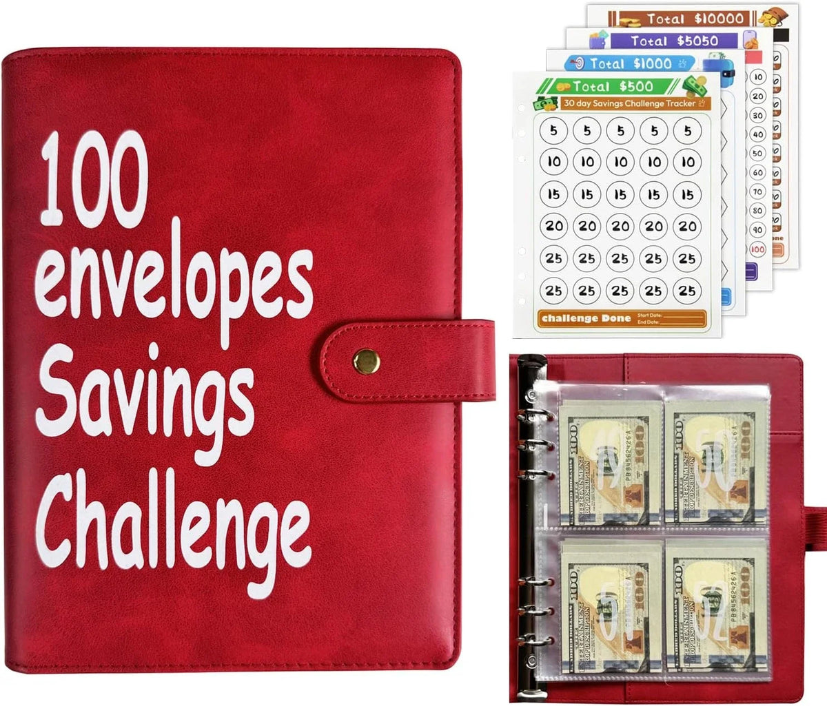 100 Envelopes Money Saving Challenge Binder, Fun and Easy Savings System