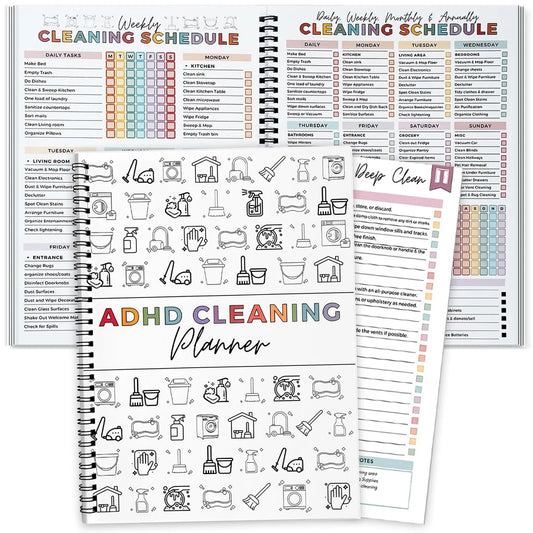 ADHD Cleaning Planner for Adults, Schedule and Letter, White