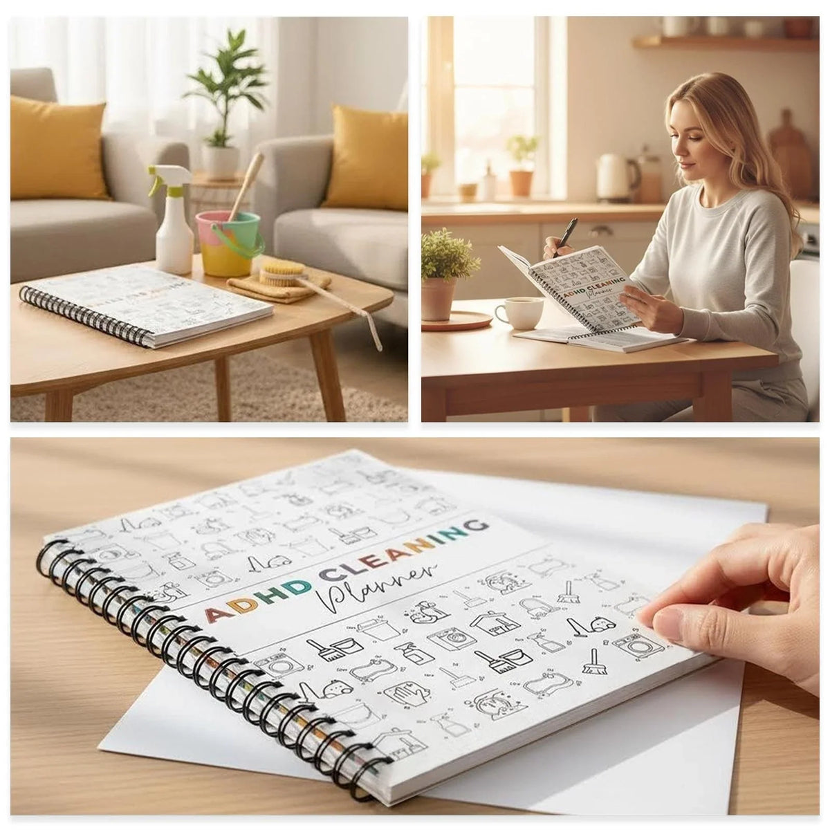 ADHD Cleaning Planner for Adults, Schedule and Letter, White